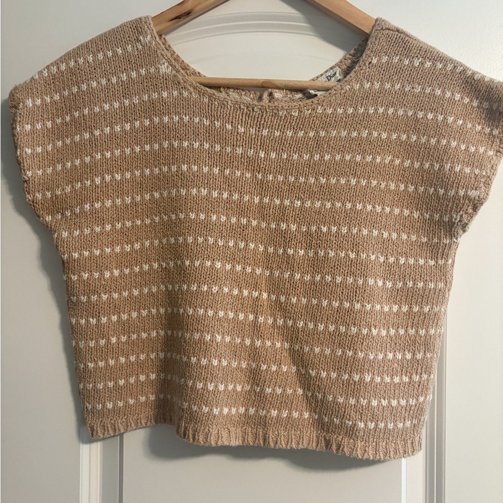 Dior Beige and White Knit Crop Top